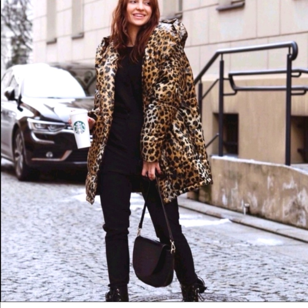 Zara Animal Print Puffer Coat - XS
